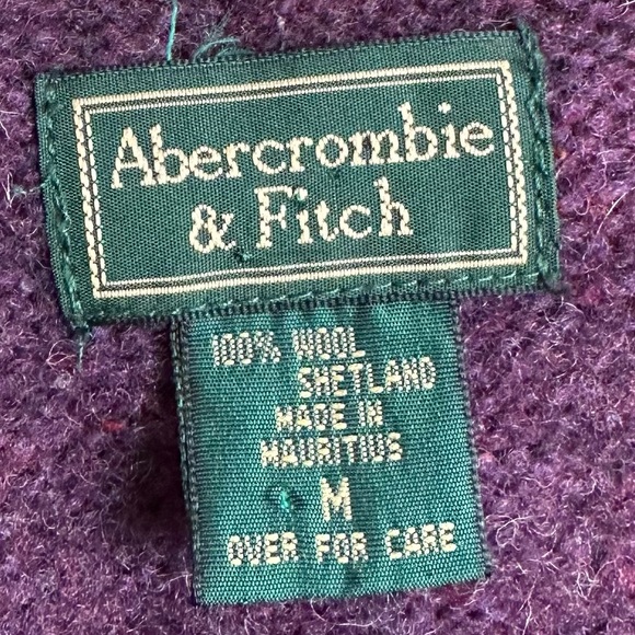 Abercrombie & Fitch Shetland Wool Purple Winter Warm Zip Front Cardigan Sweater - Picture 7 of 7